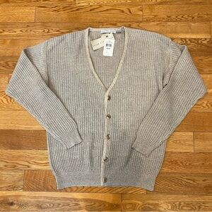Geoffrey Beene Vintage Men's Linen Blend Cable Knit Cardigan Sweater M NWT